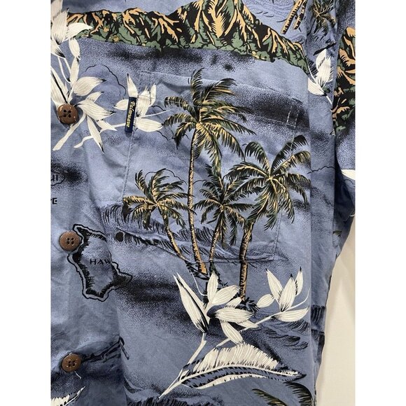 PALMWAVE Hawaiian Men's Shirt Medium Floral Short Sleeve Button Up 100% Cotton - Picture 6 of 7